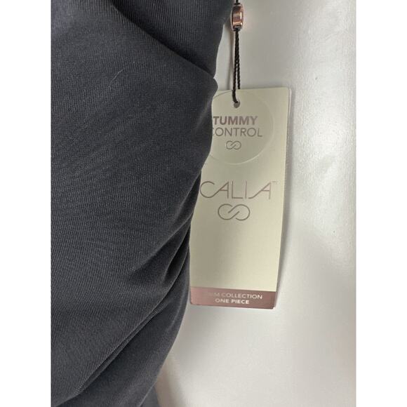 NWT CALIA Tummy Control Women's Bandeau One Piece Swimsuit Ruched Black Size 12 - Picture 9 of 11